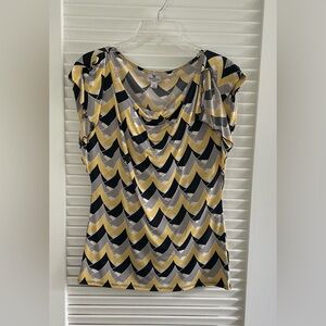omen's Chevron Patterned Top - Yellow, Black, Gray